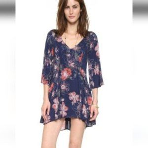 Free People Eyes on You Printed Dress in Navy Combo NWT